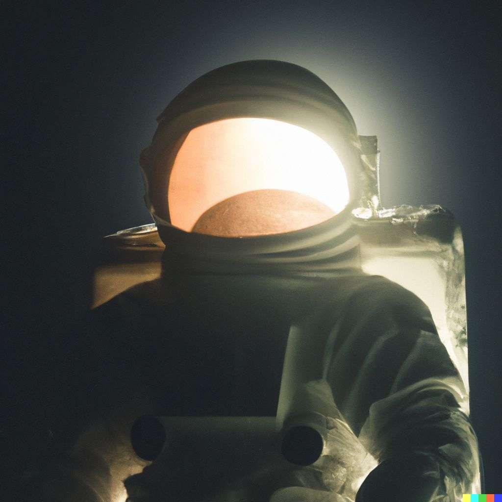 an astronaut, photograph, backlit lighting